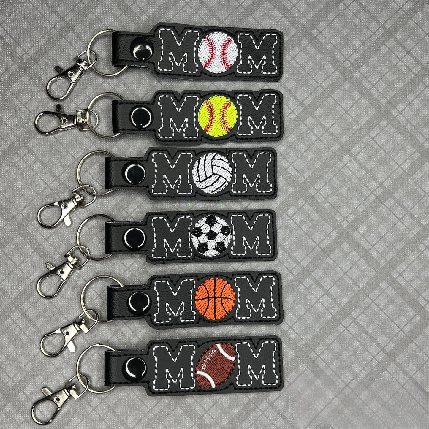 Handmade Football Mom Embroidered Keychain - Team Spirit Accessory Gift for Moms