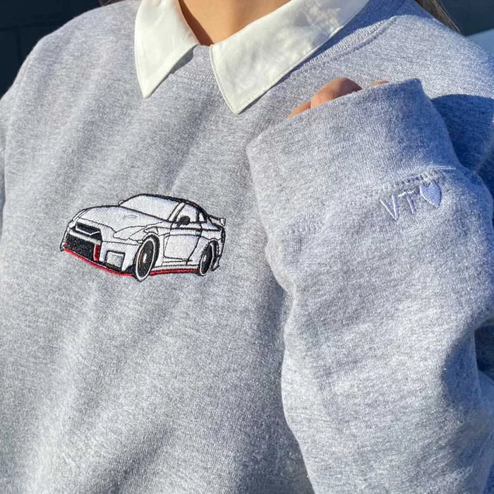 Motorrad, Freund, bestickte Auto-Kapuzenpullover, individuelles Liebesgeschenk für Freund, Auto-Enthusiasten, Geschenk