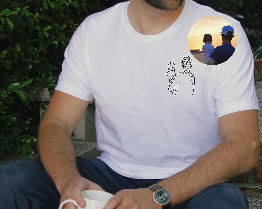 Personalisiertes Fotoshirt für Papa, Vatertags-T-Shirt, personalisiertes Papa-Stickshirt