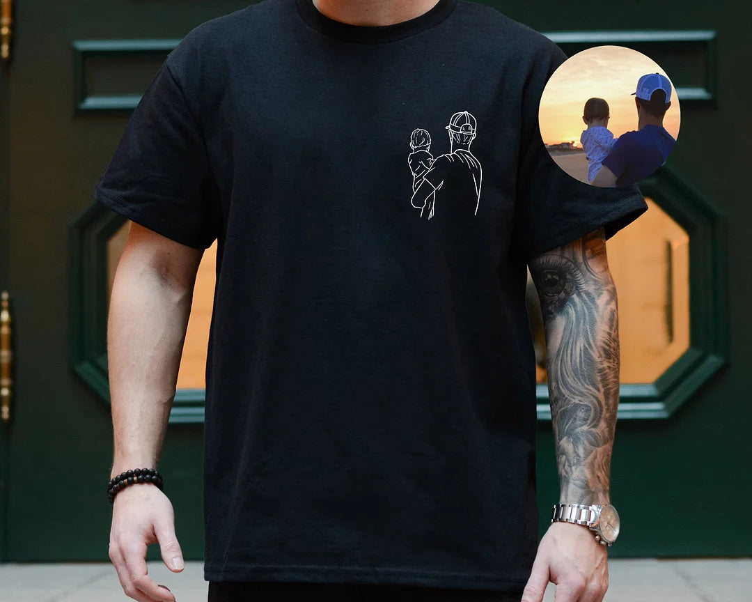 Personalisiertes Fotoshirt für Papa, Vatertags-T-Shirt, personalisiertes Papa-Stickshirt
