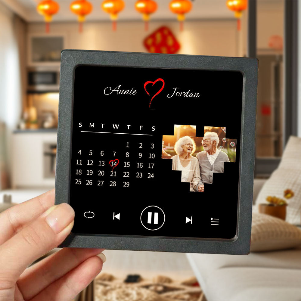 Personalisierter Kühlschrankmagnet Mit besonderem Jubiläumsdatum mit Foto und Musik