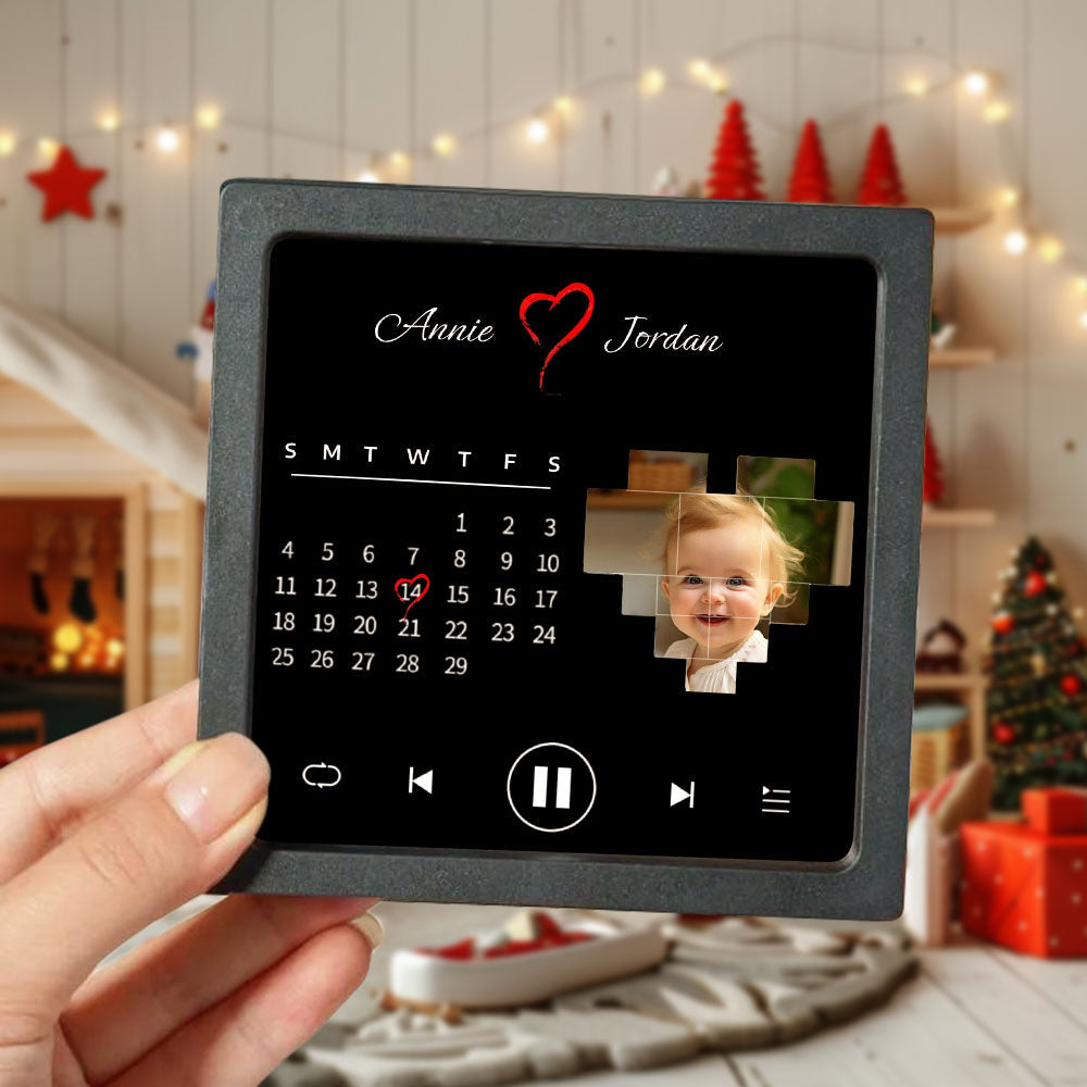 Personalisierter Kühlschrankmagnet Mit besonderem Jubiläumsdatum mit Foto und Musik