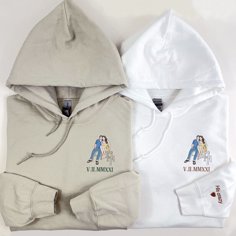 Individuell besticktes Sweatshirt Portrait Musikspieler Paar Familiengeschenk