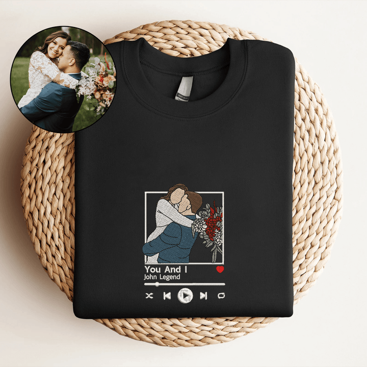 Individuell besticktes Sweatshirt Portrait Musikspieler Paar Familiengeschenk