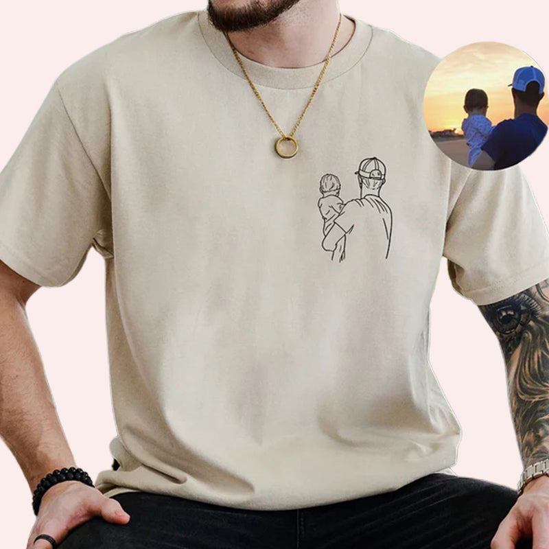 Personalisiertes Fotoshirt für Papa, Vatertags-T-Shirt, personalisiertes Papa-Stickshirt