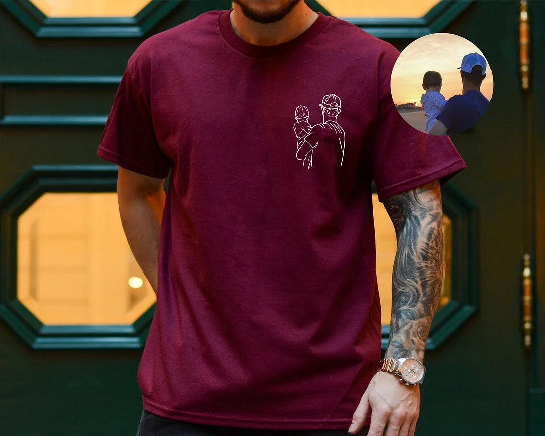 Personalisiertes Fotoshirt für Papa, Vatertags-T-Shirt, personalisiertes Papa-Stickshirt