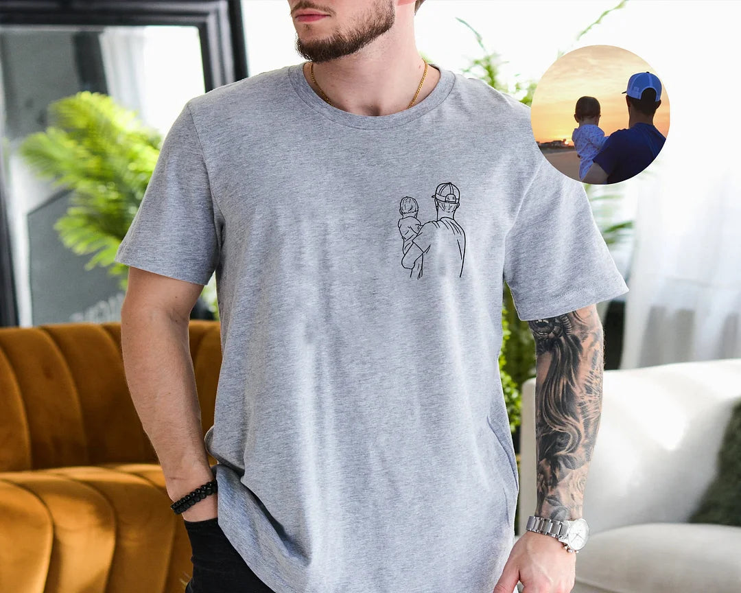 Personalisiertes Fotoshirt für Papa, Vatertags-T-Shirt, personalisiertes Papa-Stickshirt