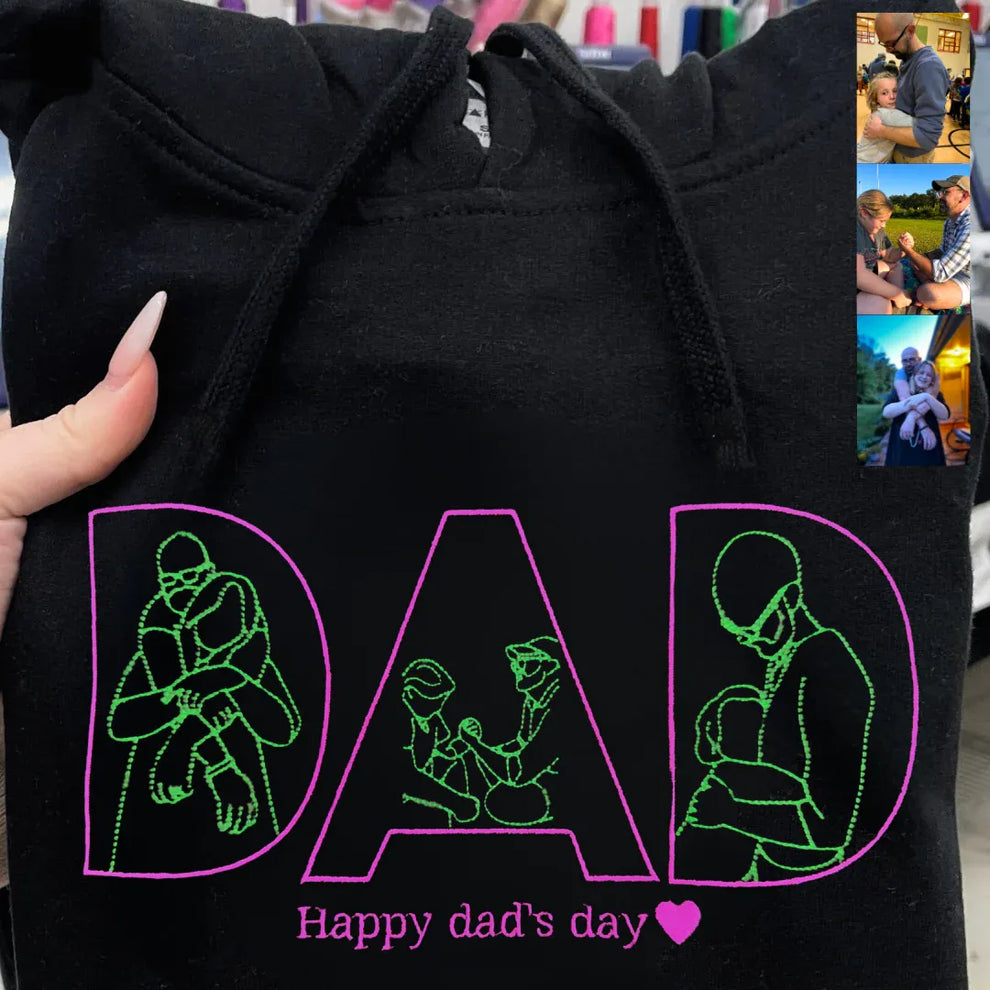 Personalisiertes Papa-Sweatshirt mit Bild, individuell besticktes Portrait vom Foto-Hoodie