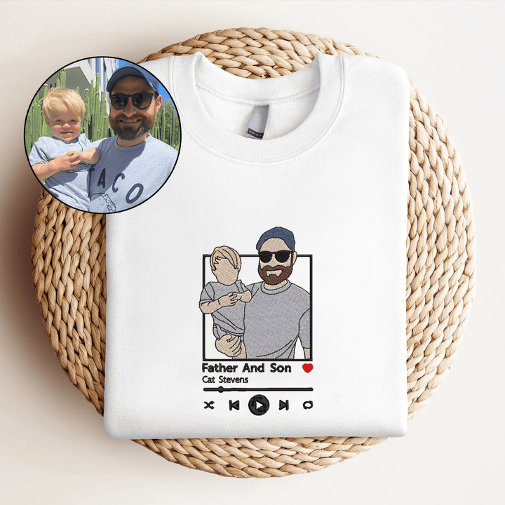 Individuell besticktes Sweatshirt Portrait Musikspieler Paar Familiengeschenk