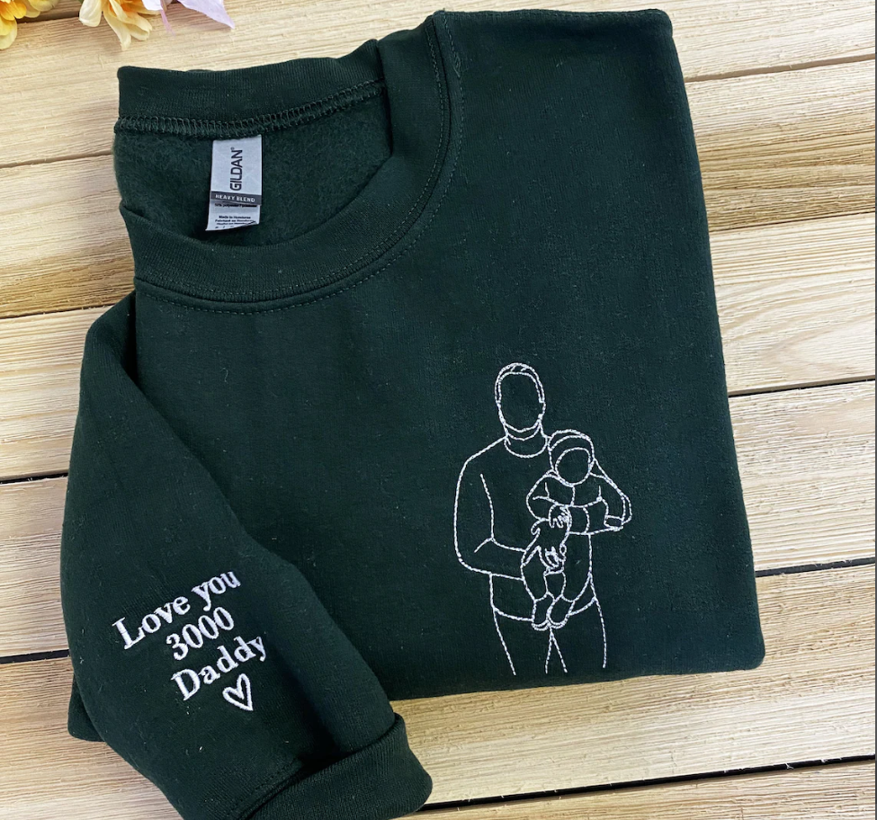 Benutzerdefiniertes Portrait Besticktes Sweatshirt, Paar Hochzeitsportrait Hoodie, Paare Bestickte Sweatshirts, Familienportrait Sweatshirt