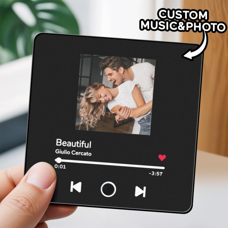 Personalisierter Musik-Kühlschrankmagnet, personalisierter Foto-Kühlschrankmagnet, kann Lieder abspielen und die Lautstärke anpassen