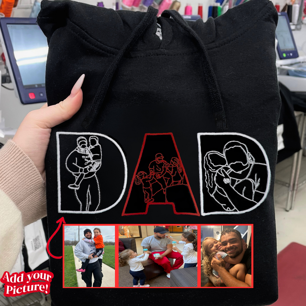 Personalisiertes Papa-Sweatshirt mit Bild, individuell besticktes Portrait vom Foto-Hoodie
