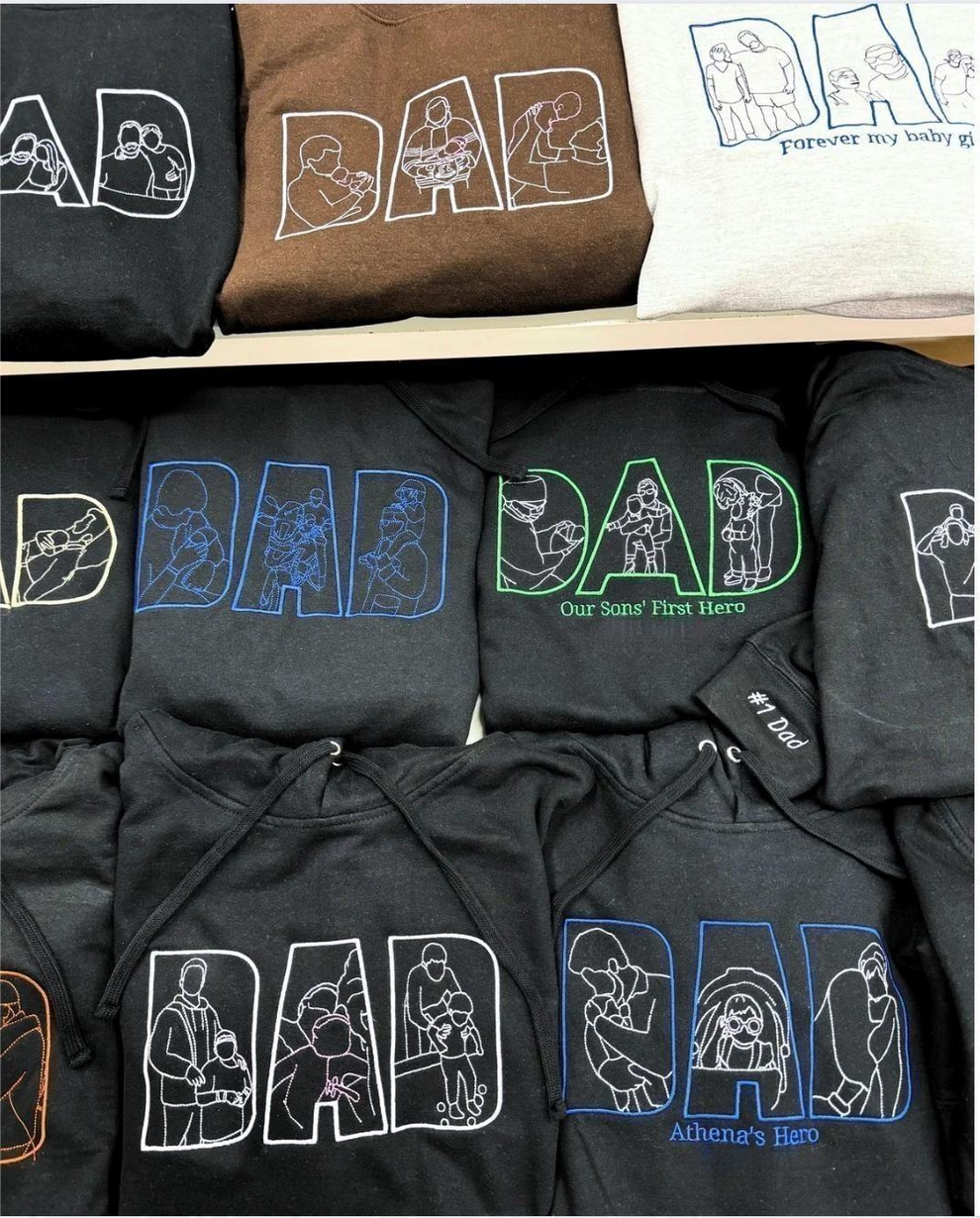 Personalisiertes Papa-Sweatshirt mit Bild, individuell besticktes Portrait vom Foto-Hoodie