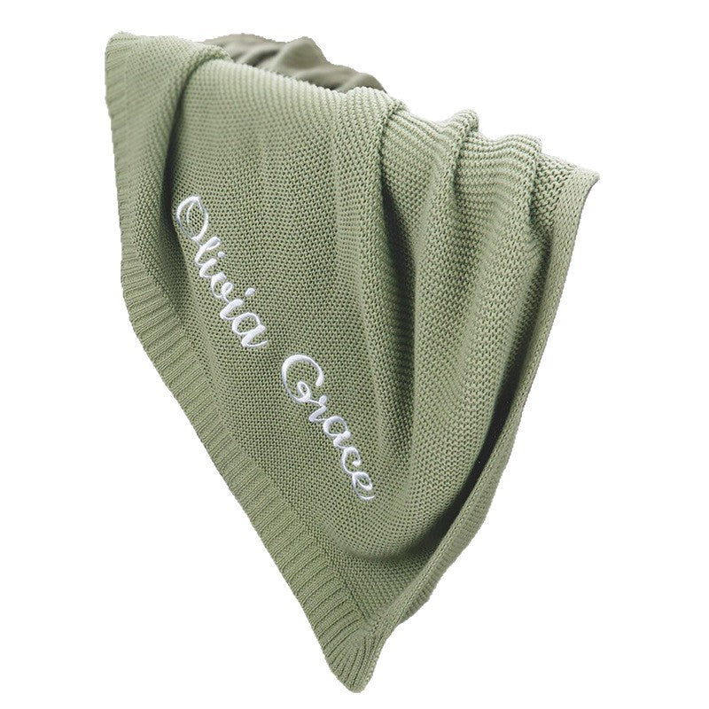 Babydecke mit Namen für Kinderwagen, Bettchen & Bodenzeit - Weicher Baumwollstrick