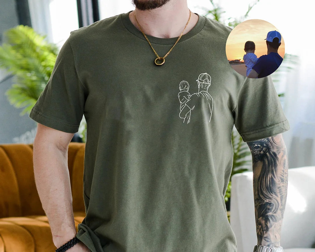 Personalisiertes Fotoshirt für Papa, Vatertags-T-Shirt, personalisiertes Papa-Stickshirt