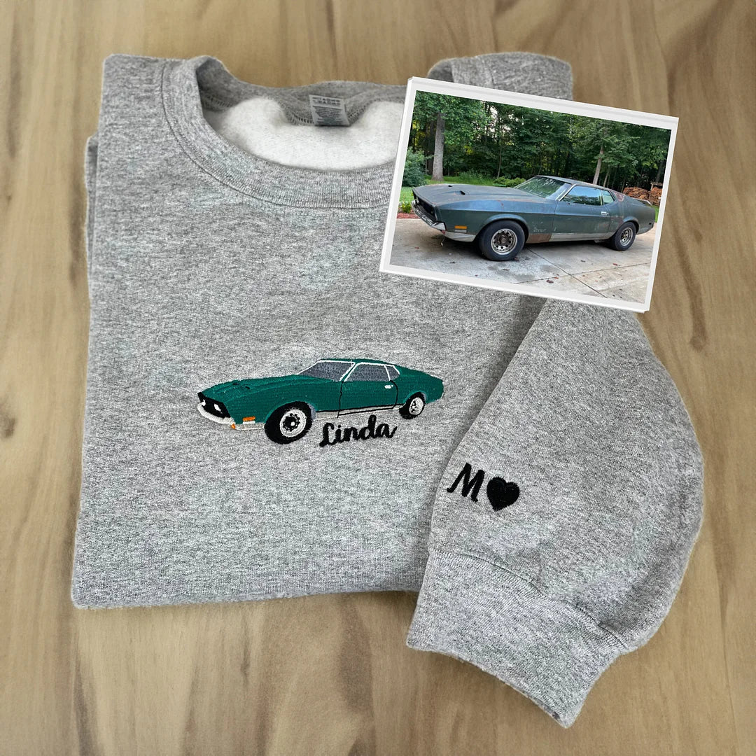 Motorrad, Freund, bestickte Auto-Kapuzenpullover, individuelles Liebesgeschenk für Freund, Auto-Enthusiasten, Geschenk