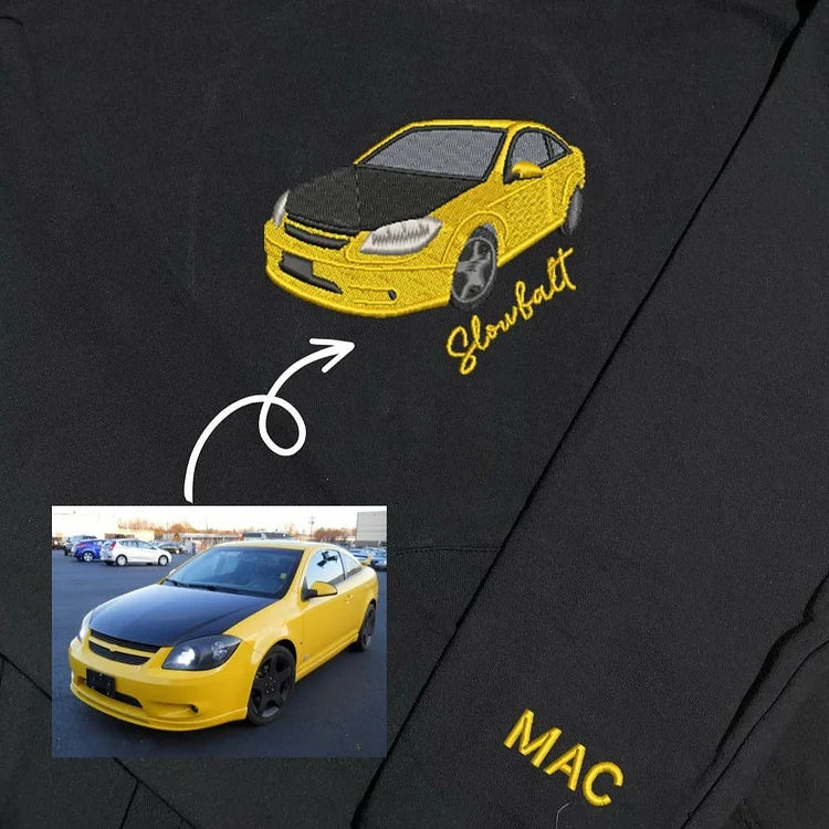 Motorrad, Freund, bestickte Auto-Kapuzenpullover, individuelles Liebesgeschenk für Freund, Auto-Enthusiasten, Geschenk