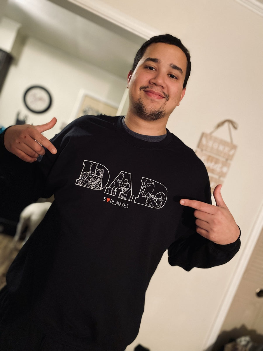 Personalisiertes Papa-Sweatshirt mit Bild, individuell besticktes Portrait vom Foto-Hoodie