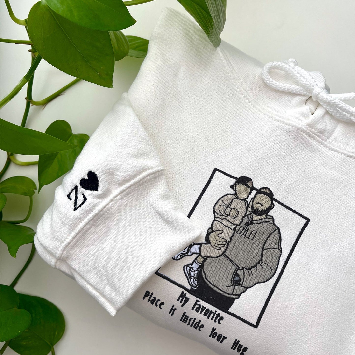 Gesticktes Portrait-Sweatshirt, individuelles Foto auf Hoodie, bestickt, Vater-Portrait-Hoodie von Ihrem Foto