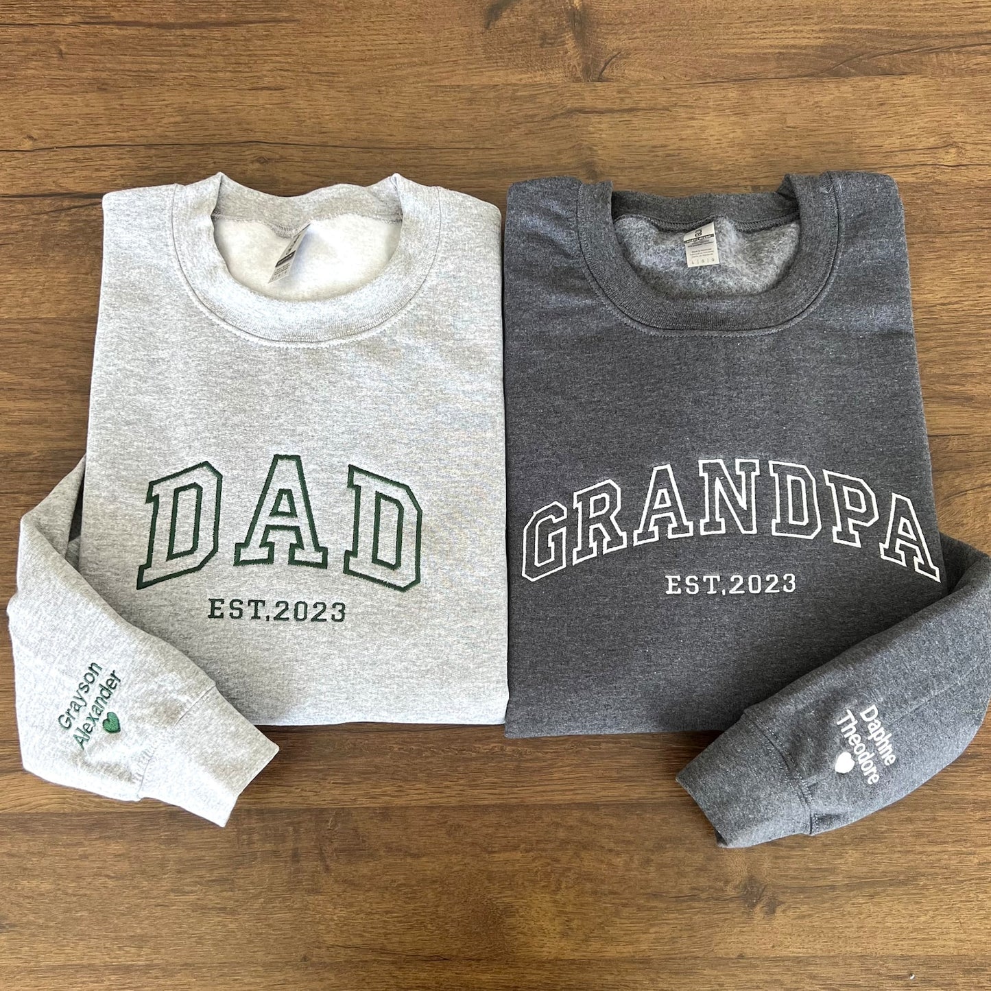 Besticktes Sweatshirt mit Namen, Opa-Shirt mit Datum, Papa-Shirt mit dem besten Jahr, Geschenk für neuen Papa, Vatertagsgeschenk