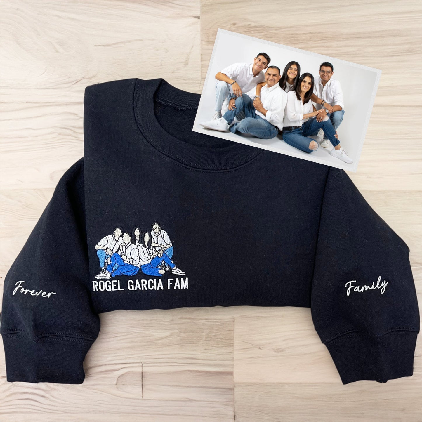 Gesticktes Portrait-Sweatshirt, individuelles Foto auf Hoodie, bestickt, Vater-Portrait-Hoodie von Ihrem Foto