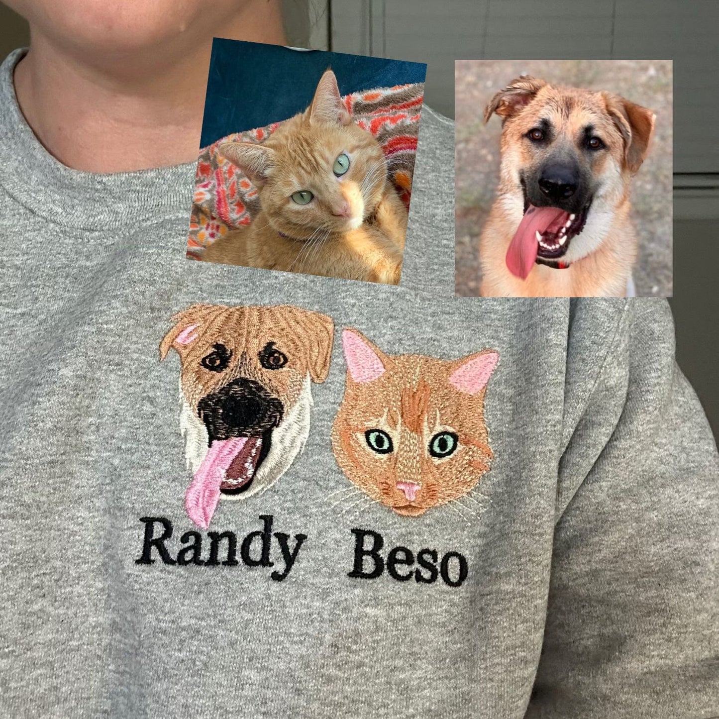 Besticktes Haustier-Sweatshirt mit individuellem Aufdruck, personalisiert mit dem Foto Ihres Haustieres, dem Gesicht Ihres Hundes oder Ihrer Katze oder dem Namen Ihrer Haustierliebhaber, Sweatshirt, Kapuzenpullover, T-Shirt