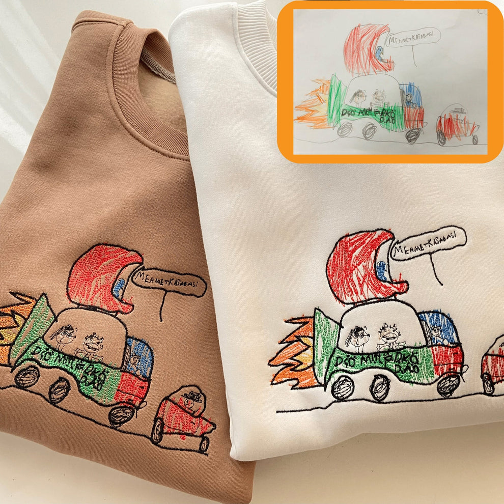 BESTICKTES T-Shirt mit individueller Fotozeichnung für Kinder als personalisiertes, einzigartiges besonderes Geschenk für Mütter, Väter, Tanten, Schwestern