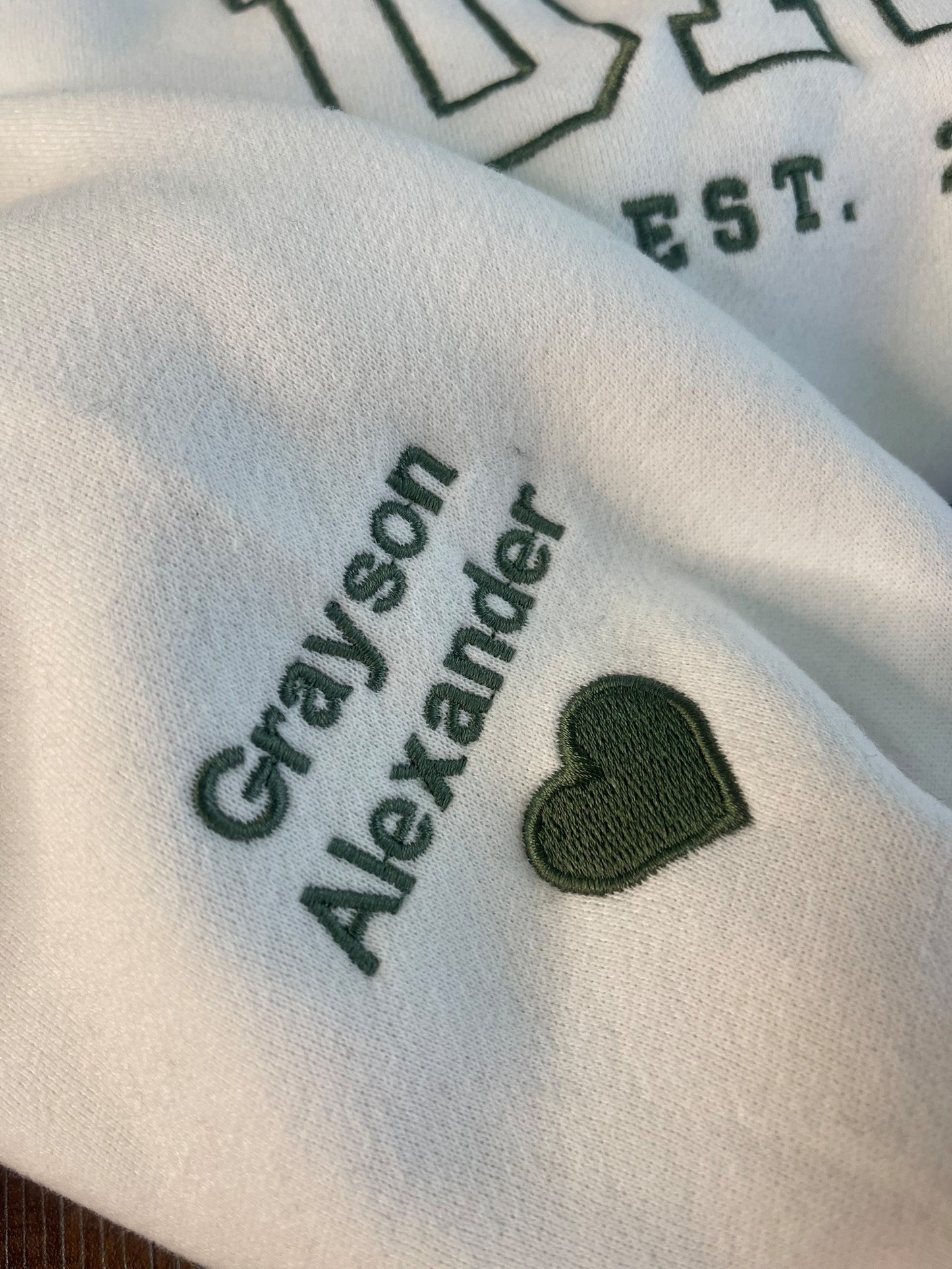 Benutzerdefiniertes besticktes Sweatshirt mit Namen auf dem Ärmel und Herz, Opa-Shirt mit Datum, Papa-Shirt mit dem besten Jahr, Geschenk für neuen Papa, Vatertagsgeschenk