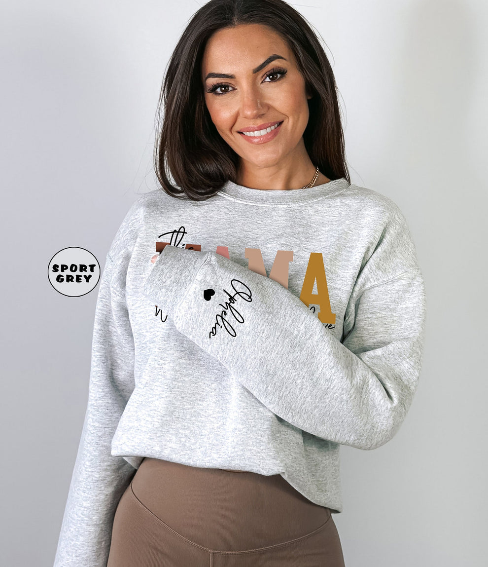 Tragen Sie Ihr Herz auf der Zunge – Personalisiertes Mama-Sweatshirt mit den Namen der Kinder | als Geschenk für Mama und Oma