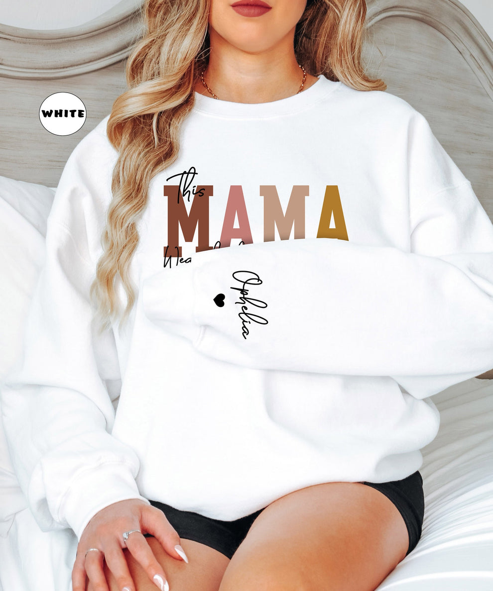 Tragen Sie Ihr Herz auf der Zunge – Personalisiertes Mama-Sweatshirt mit den Namen der Kinder | als Geschenk für Mama und Oma