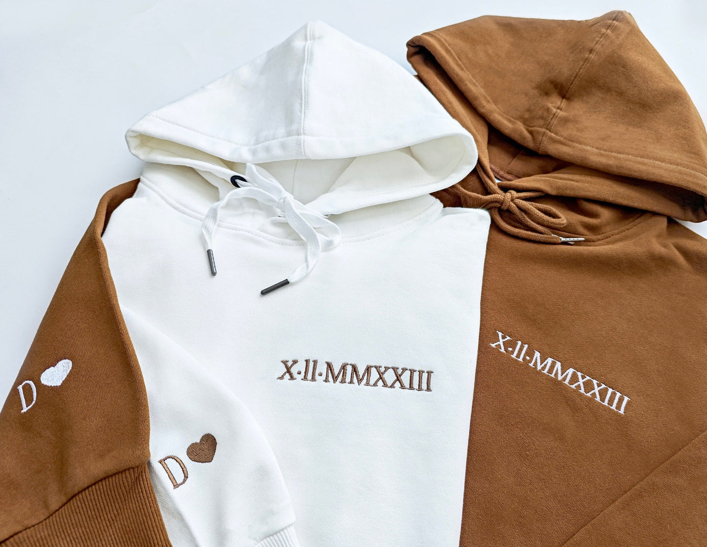 Benutzerdefinierter Bestickter Kapuzenpullover Mit Römischen Ziffern Und Initialen, Valentinstagsgeschenk, Jubiläumsgeschenk, Personalisierter Kapuzenpullover