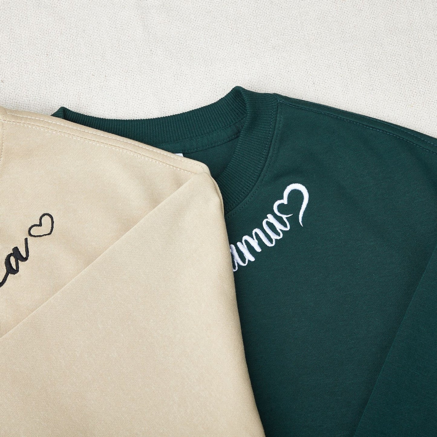 Besticktes Sweatshirt, Sweatshirt mit personalisiertem Text, Crewneck mit Stickerei, Verschiedene Stickarten, Muttertagsgeschenk, Hochzeitsgeschenk