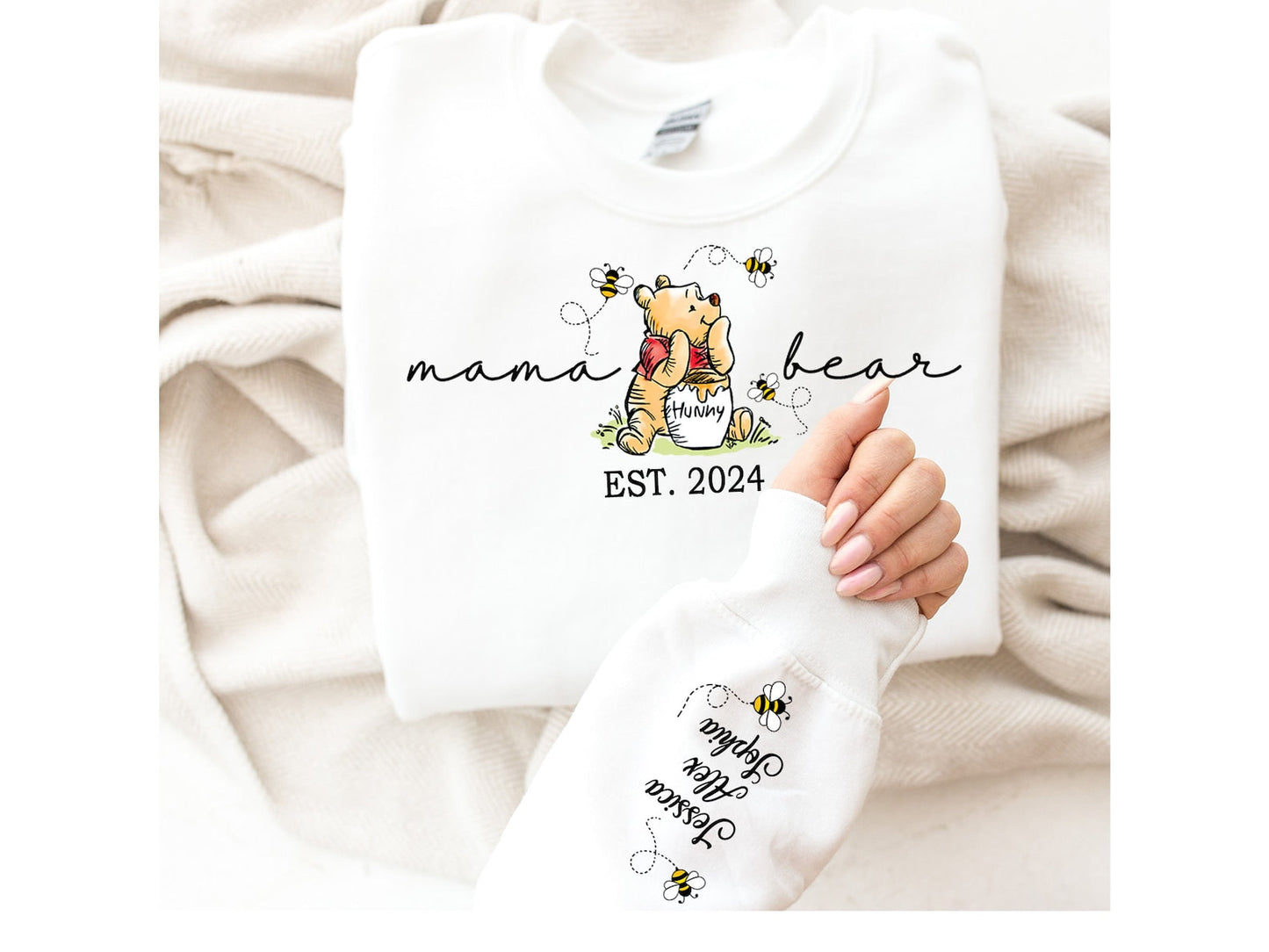 Personalisiertes Mama Bär Sweatshirt, Mama Est mit Kindernamen auf dem Ärmel Sweatshirt, personalisiertes Mama Sweatshirt, Nana, Oma, Gigi, Muttertagsshirt