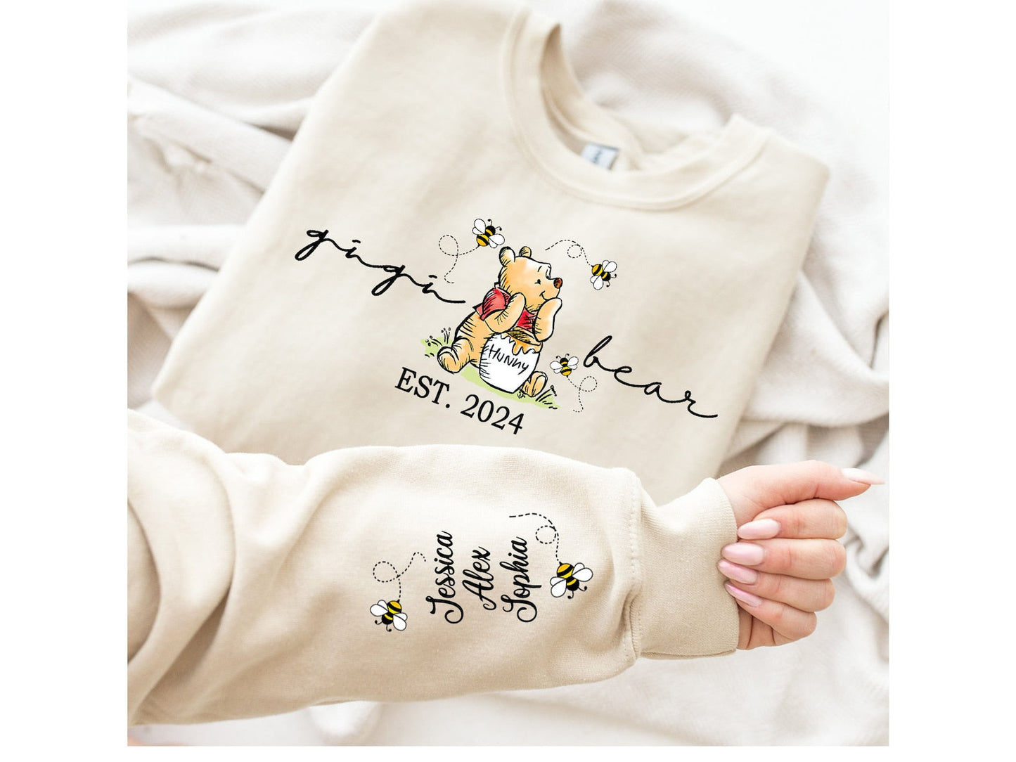 Personalisiertes Mama Bär Sweatshirt, Mama Est mit Kindernamen auf dem Ärmel Sweatshirt, personalisiertes Mama Sweatshirt, Nana, Oma, Gigi, Muttertagsshirt