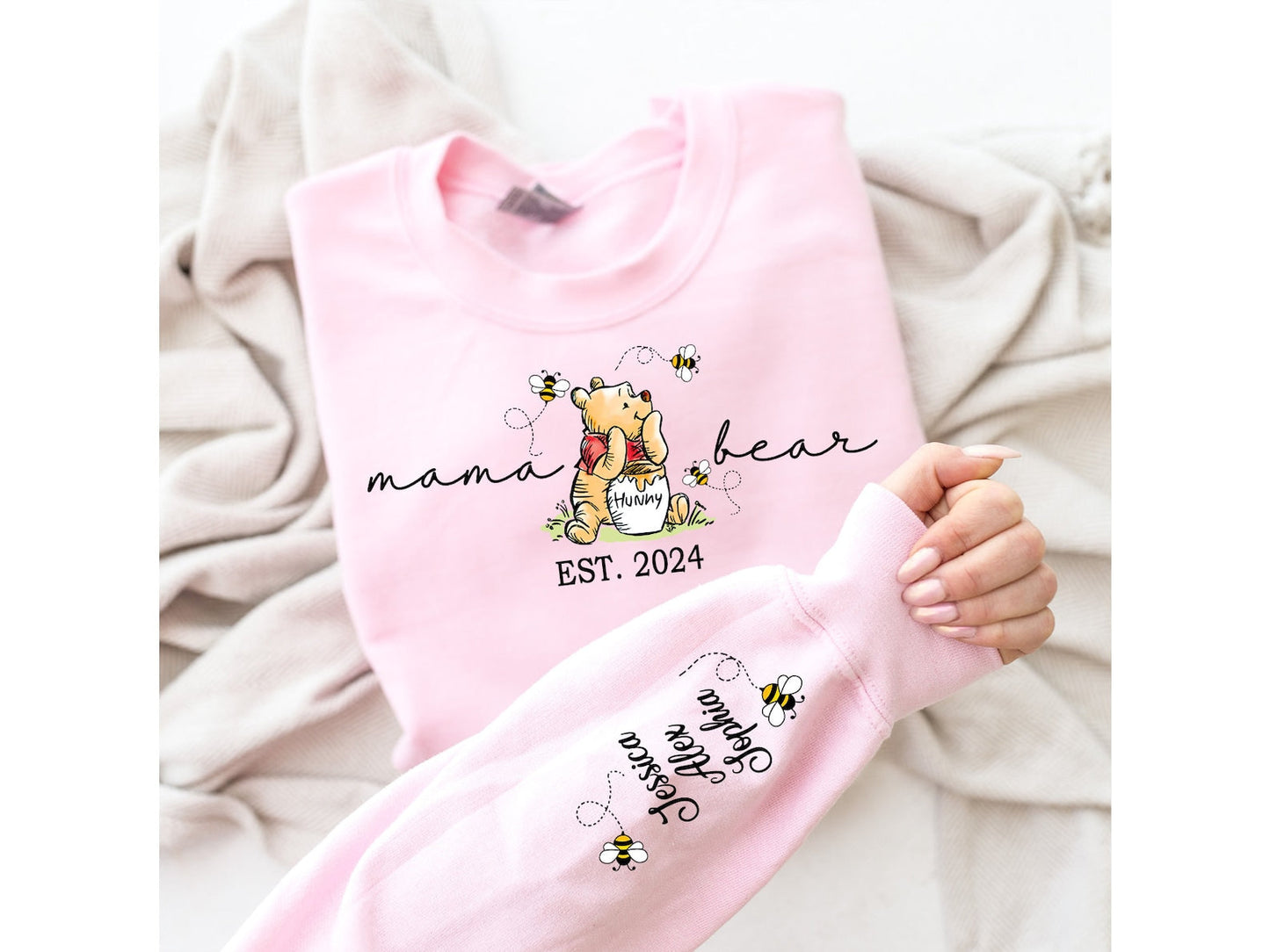 Personalisiertes Mama Bär Sweatshirt, Mama Est mit Kindernamen auf dem Ärmel Sweatshirt, personalisiertes Mama Sweatshirt, Nana, Oma, Gigi, Muttertagsshirt