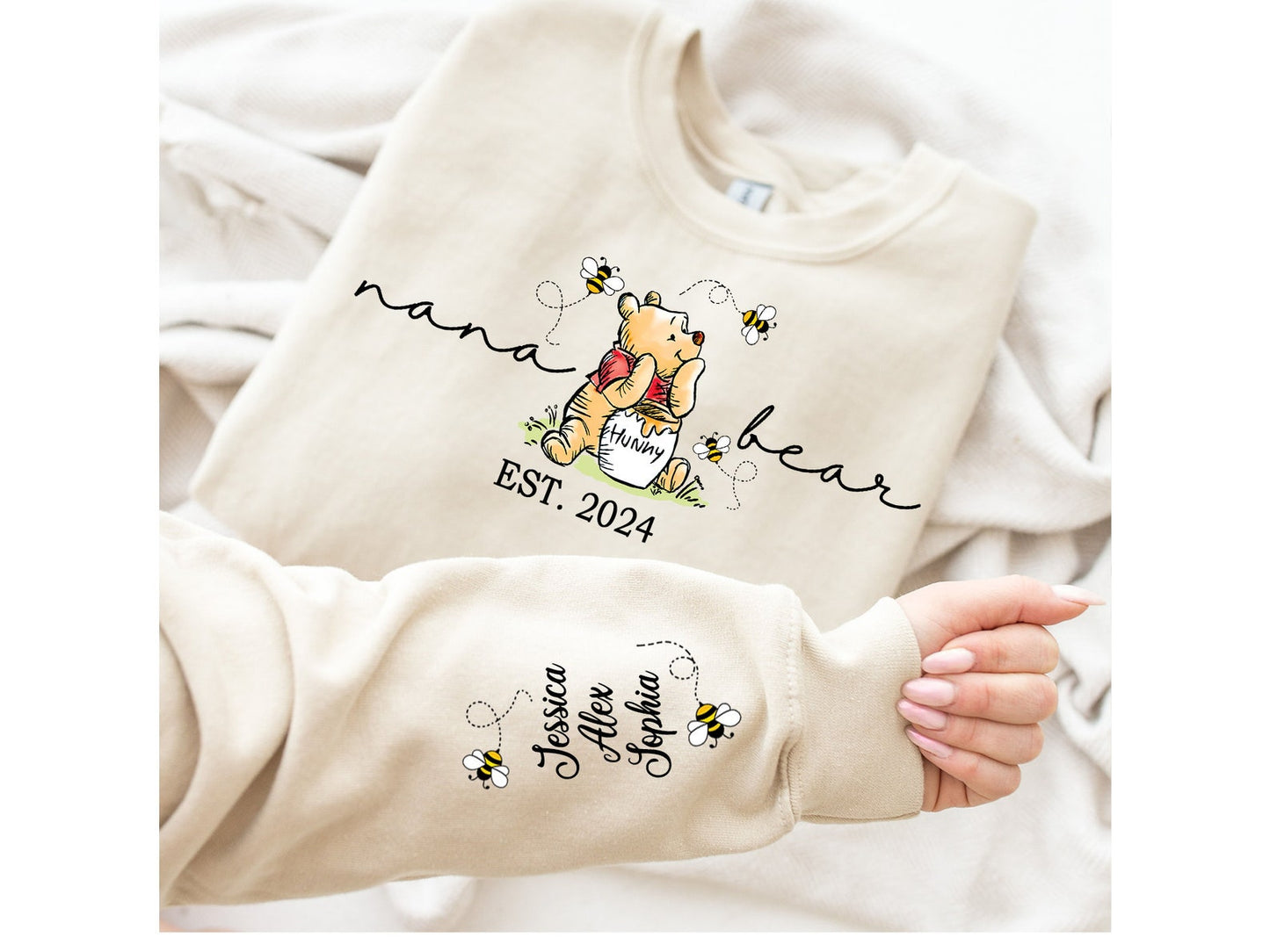 Personalisiertes Mama Bär Sweatshirt, Mama Est mit Kindernamen auf dem Ärmel Sweatshirt, personalisiertes Mama Sweatshirt, Nana, Oma, Gigi, Muttertagsshirt