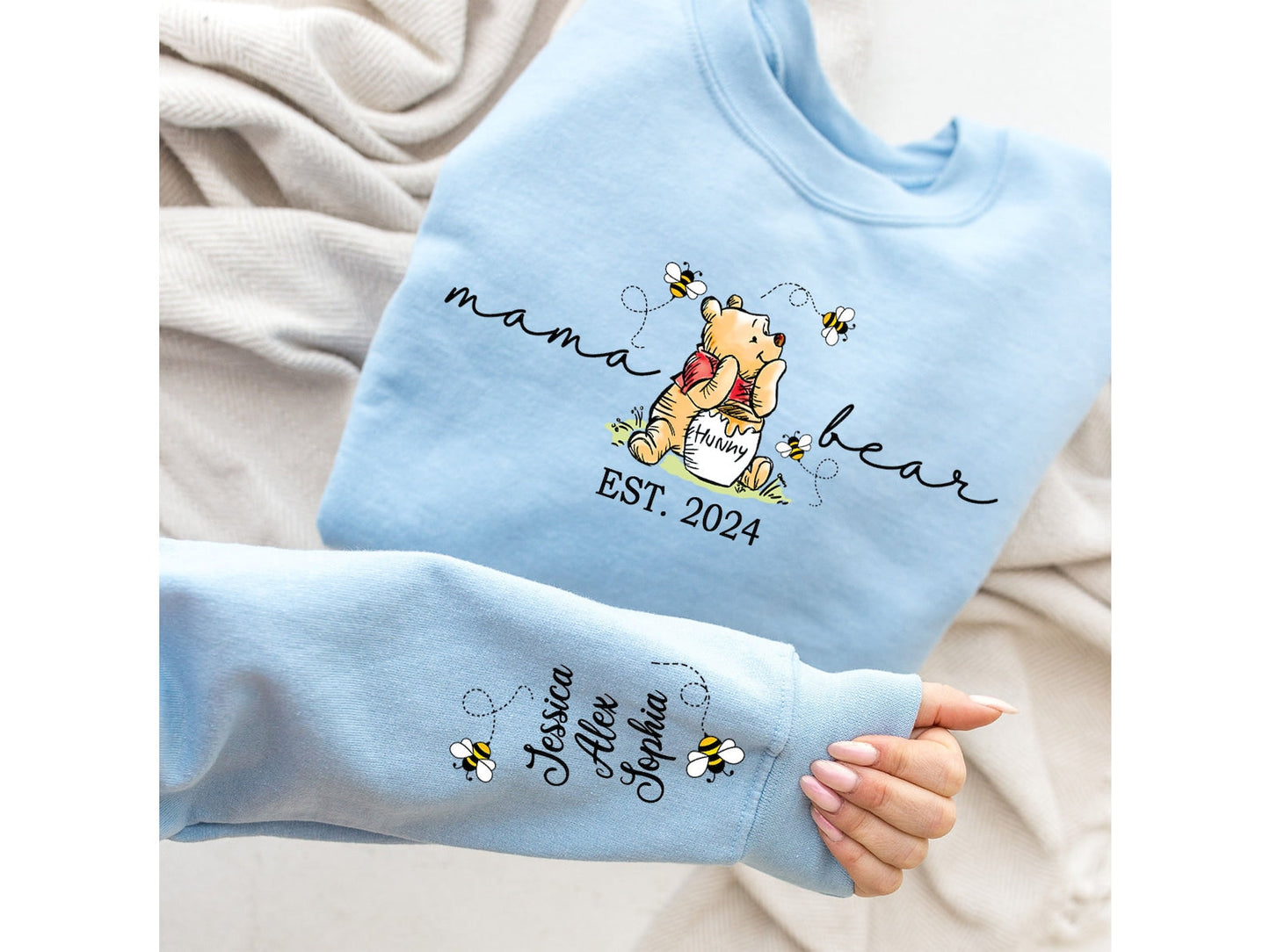 Personalisiertes Mama Bär Sweatshirt, Mama Est mit Kindernamen auf dem Ärmel Sweatshirt, personalisiertes Mama Sweatshirt, Nana, Oma, Gigi, Muttertagsshirt