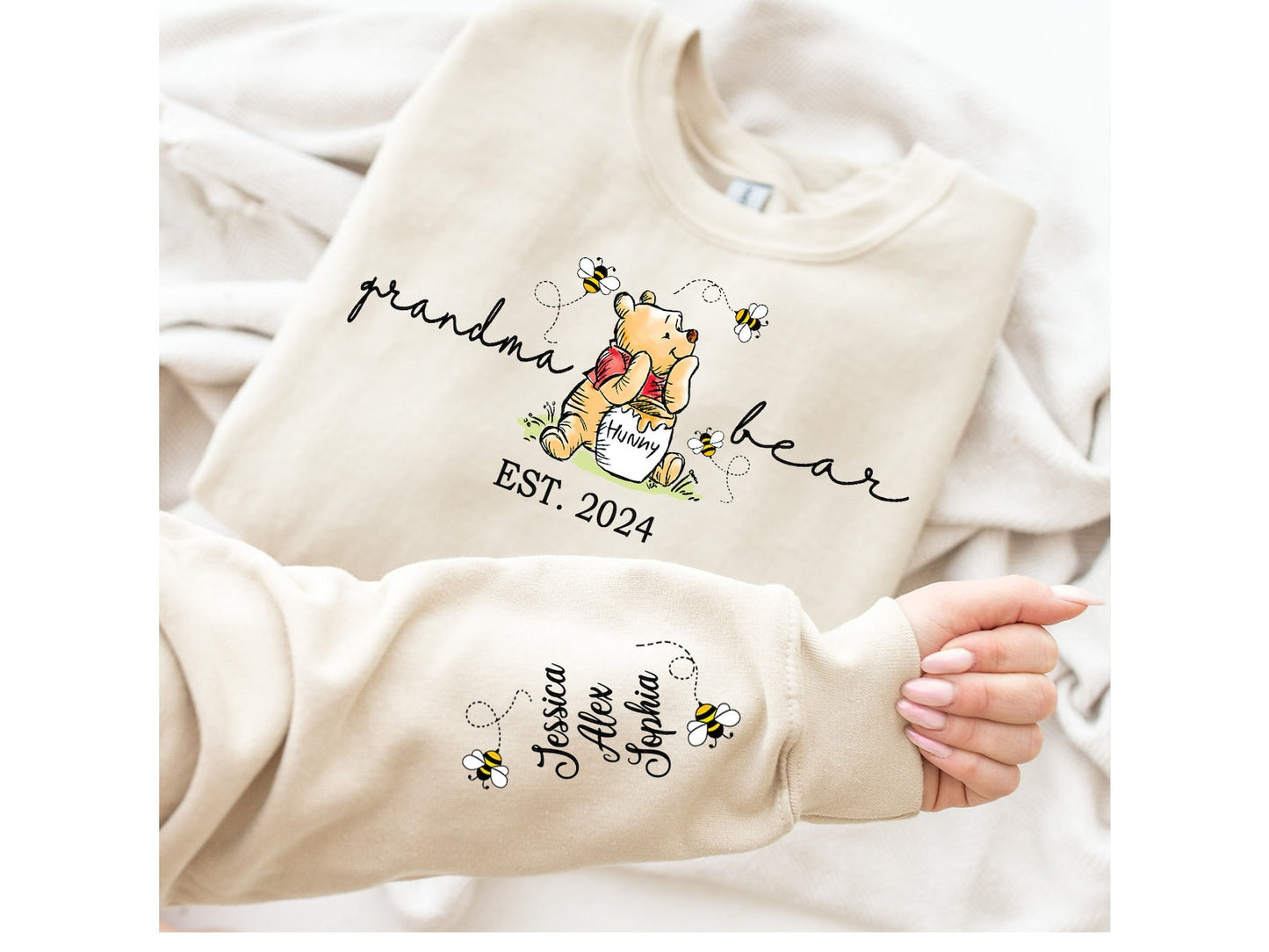 Personalisiertes Mama Bär Sweatshirt, Mama Est mit Kindernamen auf dem Ärmel Sweatshirt, personalisiertes Mama Sweatshirt, Nana, Oma, Gigi, Muttertagsshirt