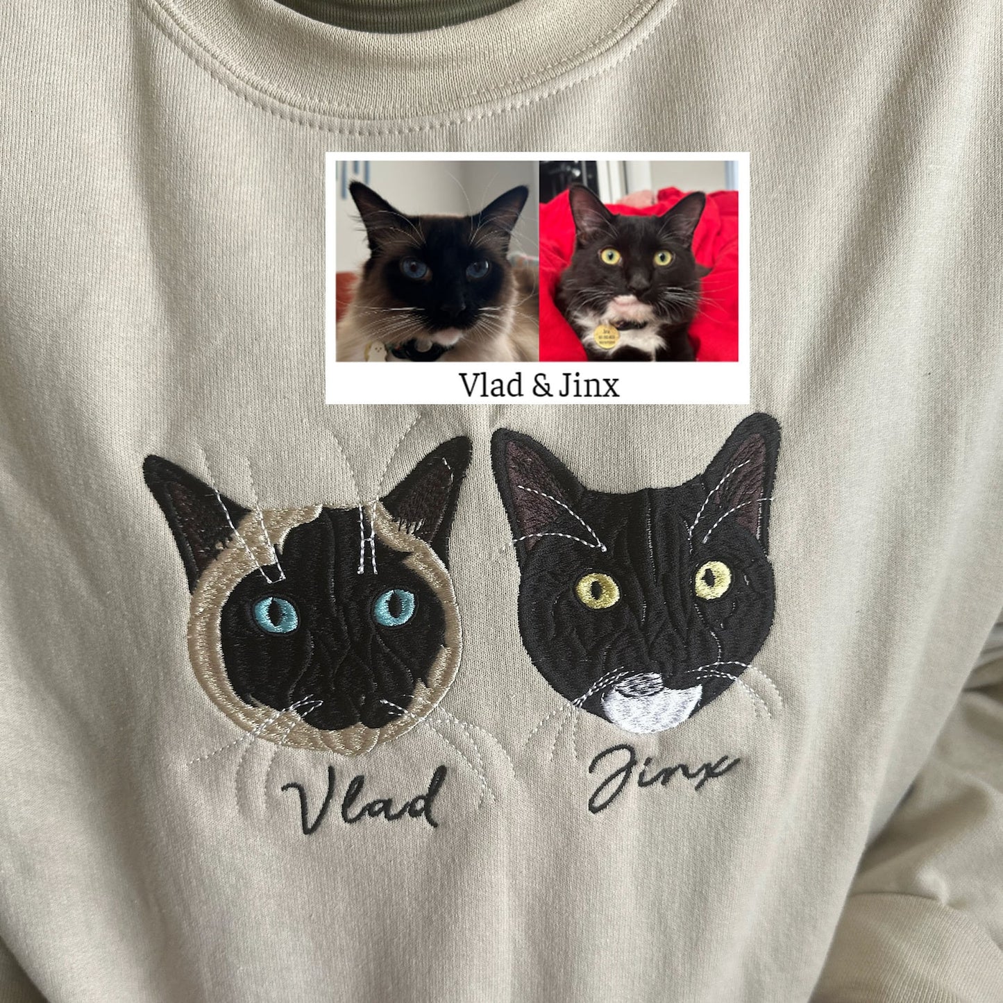 Besticktes Haustier-Sweatshirt mit individuellem Aufdruck, personalisiert mit dem Foto Ihres Haustieres, dem Gesicht Ihres Hundes oder Ihrer Katze oder dem Namen Ihrer Haustierliebhaber, Sweatshirt, Kapuzenpullover, T-Shirt