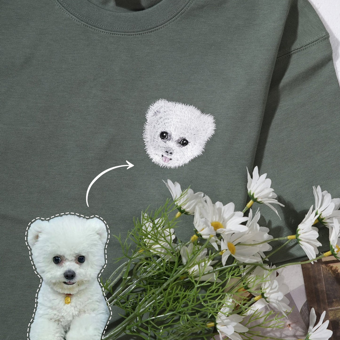 Personalisierte Sweatshirts Mit Besticktem Haustiergesicht, Sweatshirts Mit Besticktem Hund, Vatertagsgeschenk, Geschenke Für Haustierliebhaber/Geschenke Bei Haustierverlust