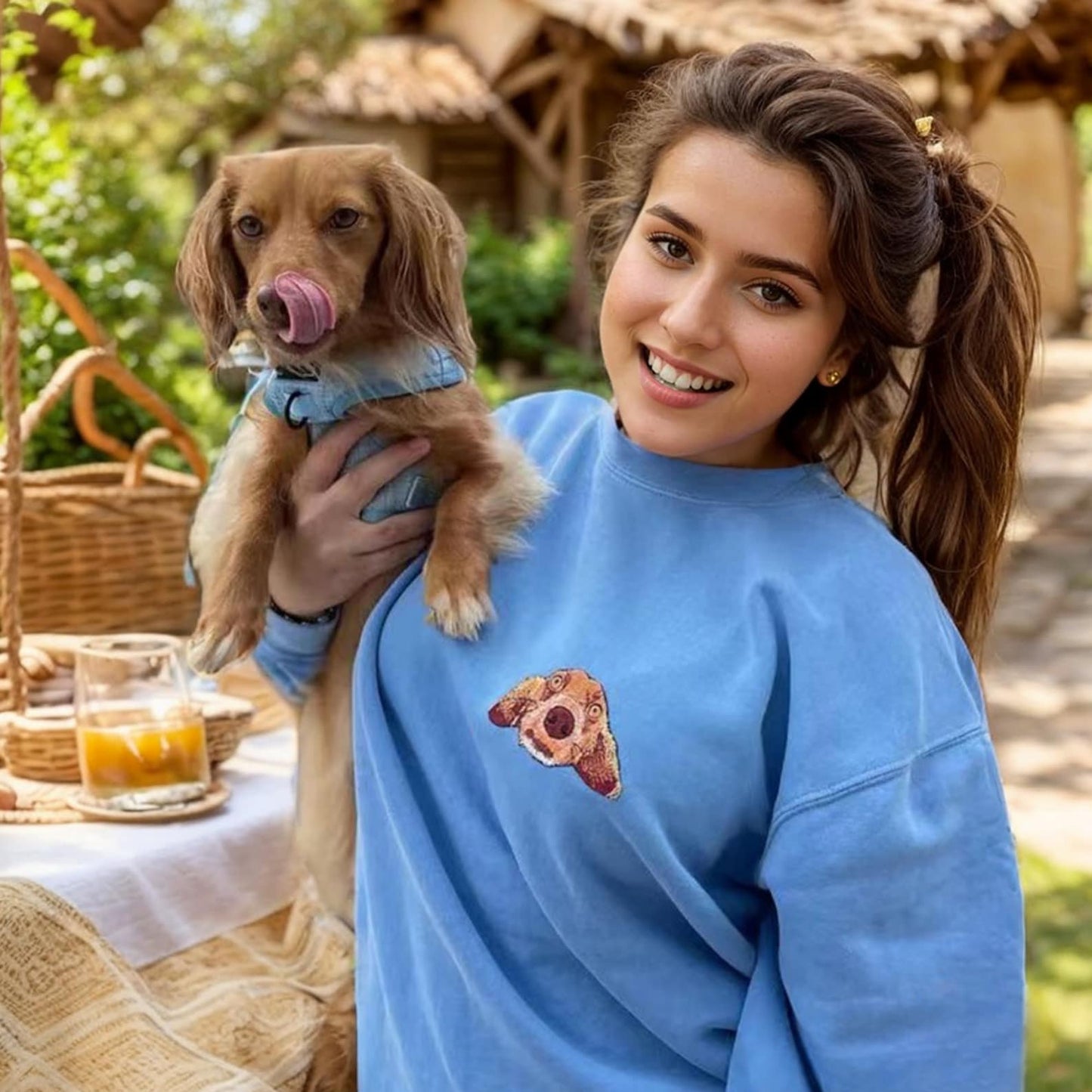 Personalisierte Sweatshirts Mit Besticktem Haustiergesicht, Sweatshirts Mit Besticktem Hund, Vatertagsgeschenk, Geschenke Für Haustierliebhaber/Geschenke Bei Haustierverlust