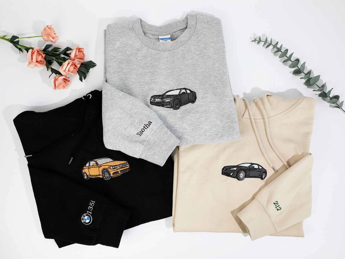 Benutzerdefiniertes Auto besticktes Shirt,Hoodie für Autoliebhaber,Personalisierter Rennauto-Hoodie,Geschenk für Ihn,Auto besticktes Sweatshirt,Geschenk für Papa,Geschenk für Freund