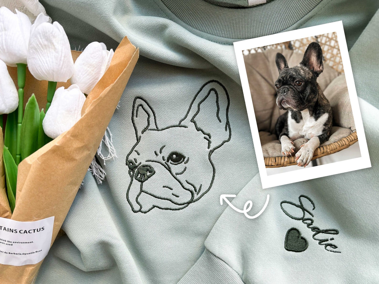 Bestickte Haustier-Sweatshirts Mit Haustierfoto Und Namen, Bestickter Hunde-Kapuzenpullover, Besticktes Haustierportrait, Geschenk Für Hundepapa/Hundemama