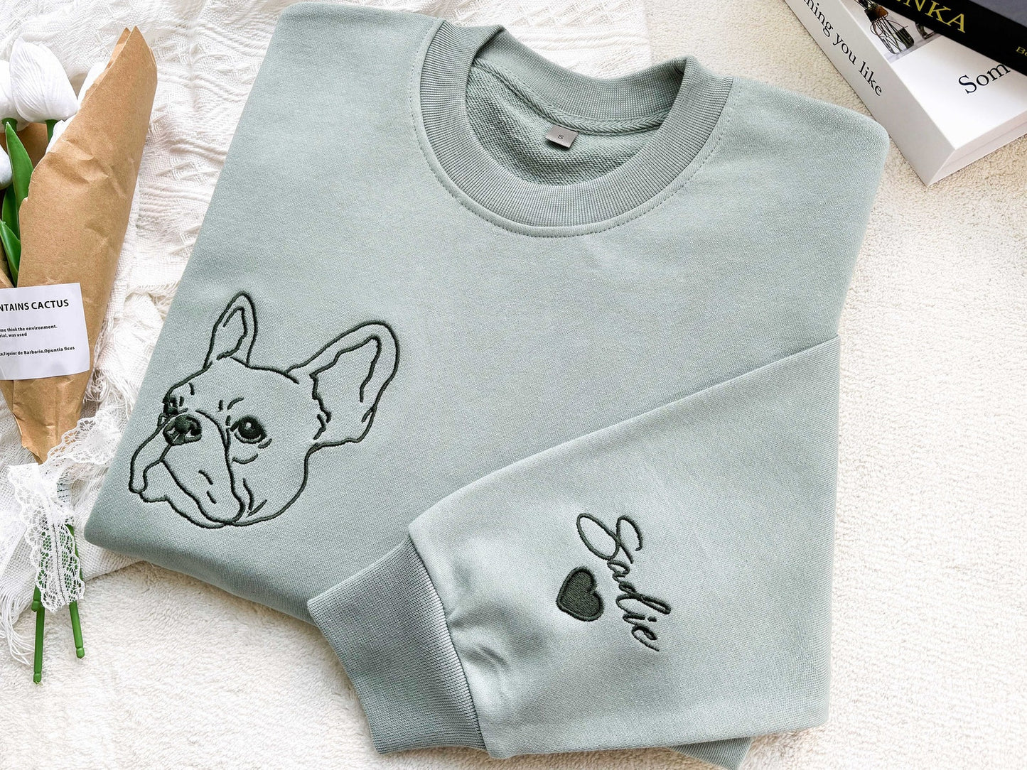 Bestickte Haustier-Sweatshirts Mit Haustierfoto Und Namen, Bestickter Hunde-Kapuzenpullover, Besticktes Haustierportrait, Geschenk Für Hundepapa/Hundemama