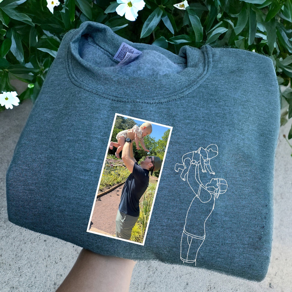 Personalisiertes Papa-Sweatshirt mit Bild, benutzerdefiniertes besticktes Portrait vom Foto-Hoodie, Papa-Portrait, Familienportrait, Papa-Sweatshirt