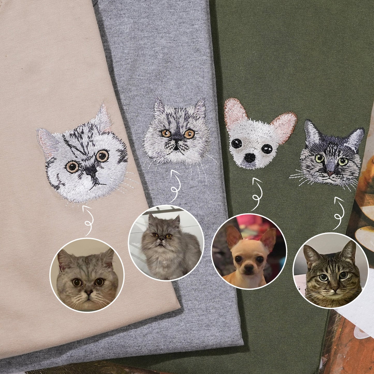 Personalisierte Sweatshirts Mit Besticktem Haustiergesicht, Sweatshirts Mit Besticktem Hund, Vatertagsgeschenk, Geschenke Für Haustierliebhaber/Geschenke Bei Haustierverlust