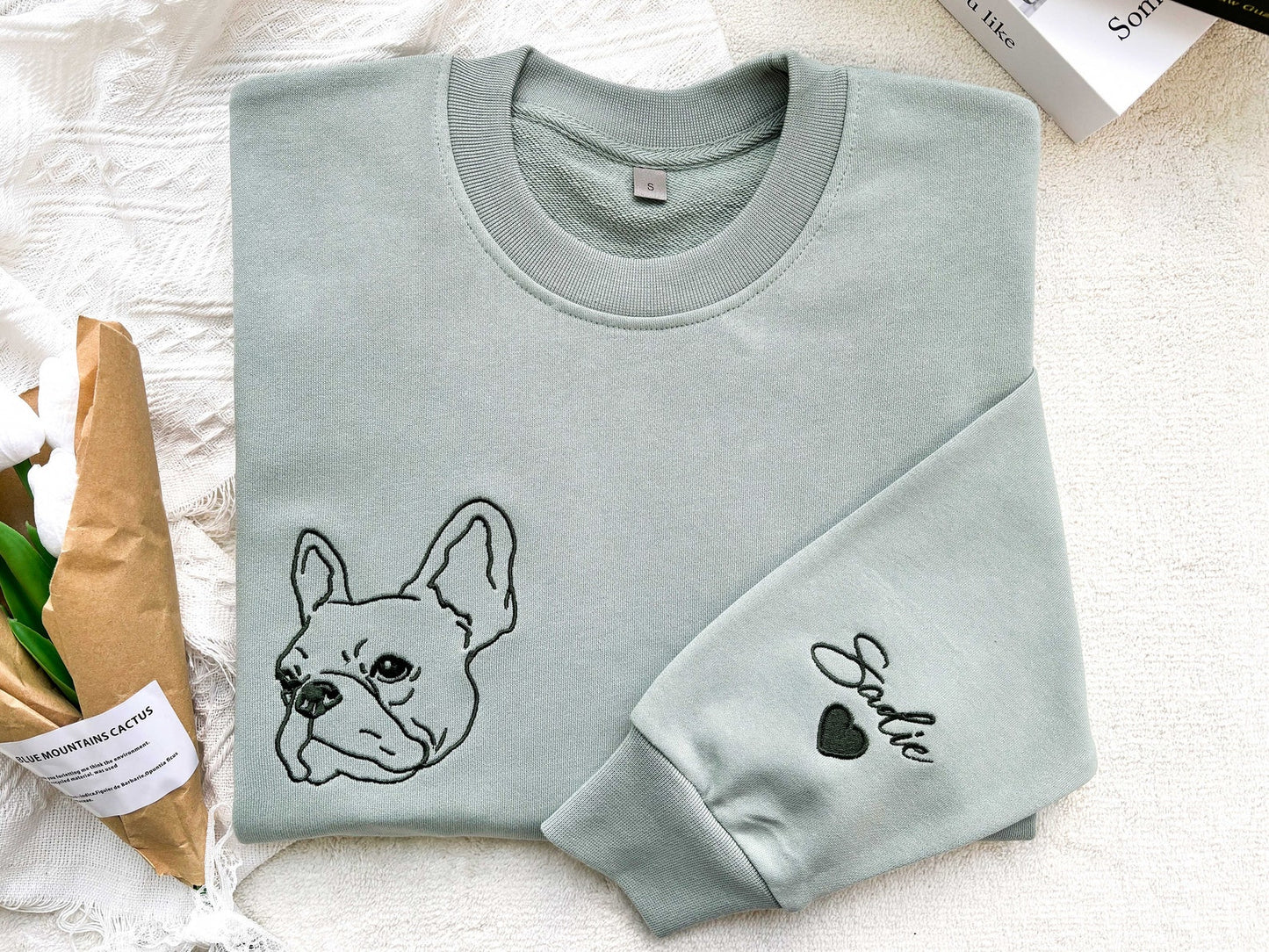 Bestickte Haustier-Sweatshirts Mit Haustierfoto Und Namen, Bestickter Hunde-Kapuzenpullover, Besticktes Haustierportrait, Geschenk Für Hundepapa/Hundemama