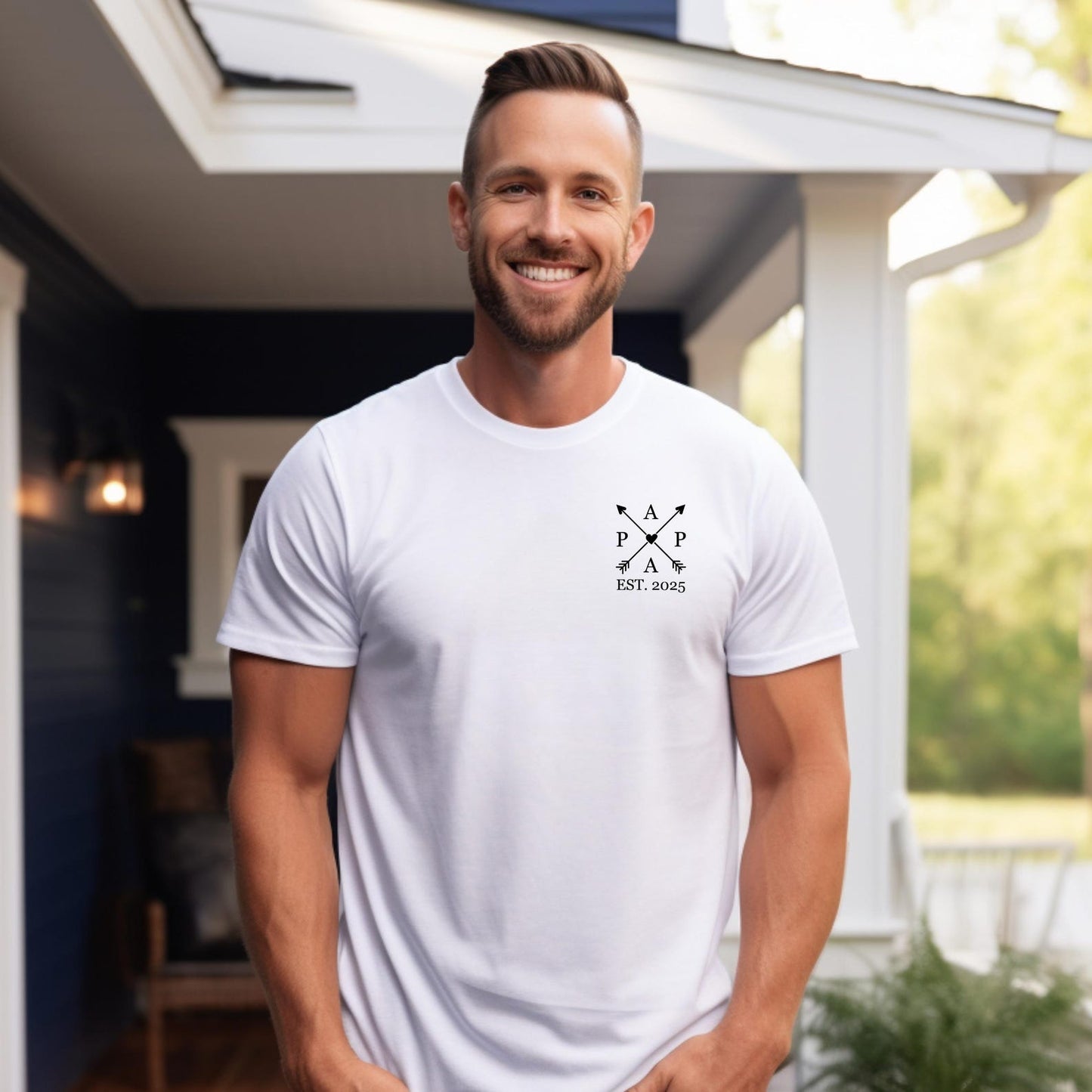 Papas Edition: T-Shirt mit dem Namen und Geburtsjahr des Kindes. Papa Geschenk. Geschenkidee für Papa. Personalisiertes Vatershirt. Vatertagsgeschenk