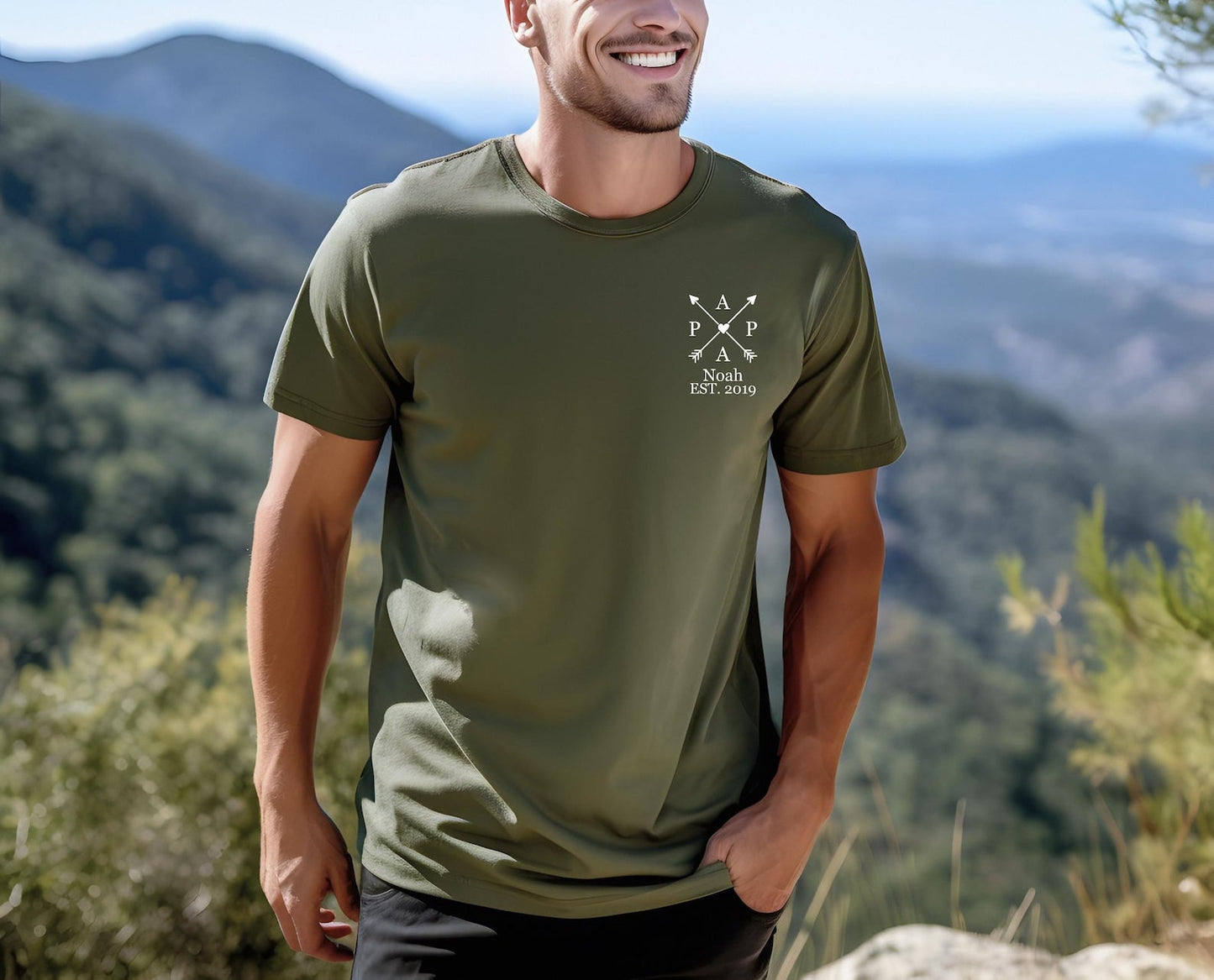 Papas Edition: T-Shirt mit dem Namen und Geburtsjahr des Kindes. Papa Geschenk. Geschenkidee für Papa. Personalisiertes Vatershirt. Vatertagsgeschenk