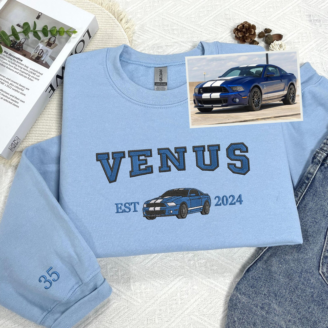 Bestickter Auto-Kapuzenpullover, Autofoto bestickt, Benutzerdefinierter Autonamen-Kapuzenpullover, Oldtimer bestickt, Jubiläumsgeschenke für Autoliebhaber